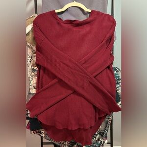 Express Maroon Knit Top